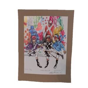 Leroy Neiman "Before The Race" signed print horse jockey horse race